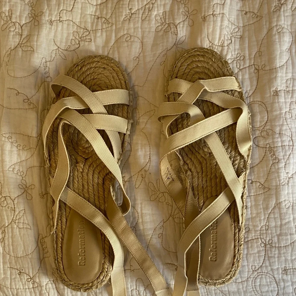 Reformation Beige Espadrille Sandals